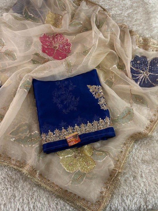 DESIGNER HAND WORK UNSTICH SUIT - Madaan Cloth House